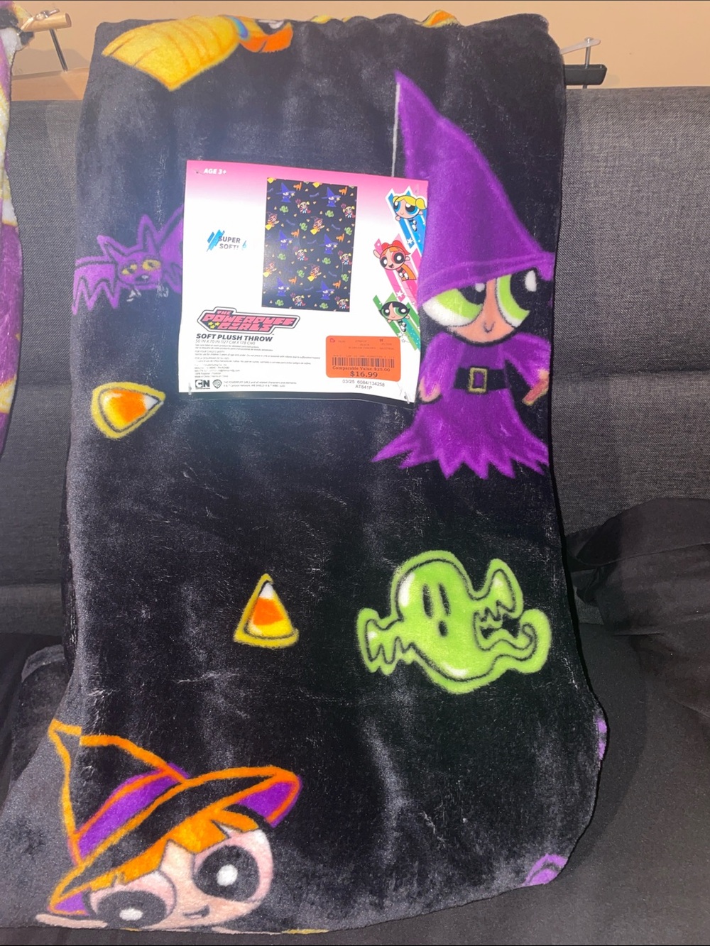 Kids Black & Purple Halloween Throw Blanket